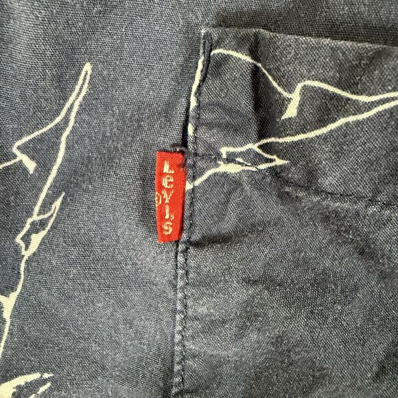 Levis Polo Shirt Men's Large Blue Pineapple Palm Trees Short Sleeve Button Up - Picture 7 of 11